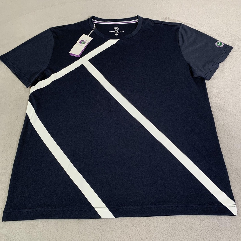 Wimbledon Championships Shirt Mens Large Blue Tennis Wimbledon Sport Court Line